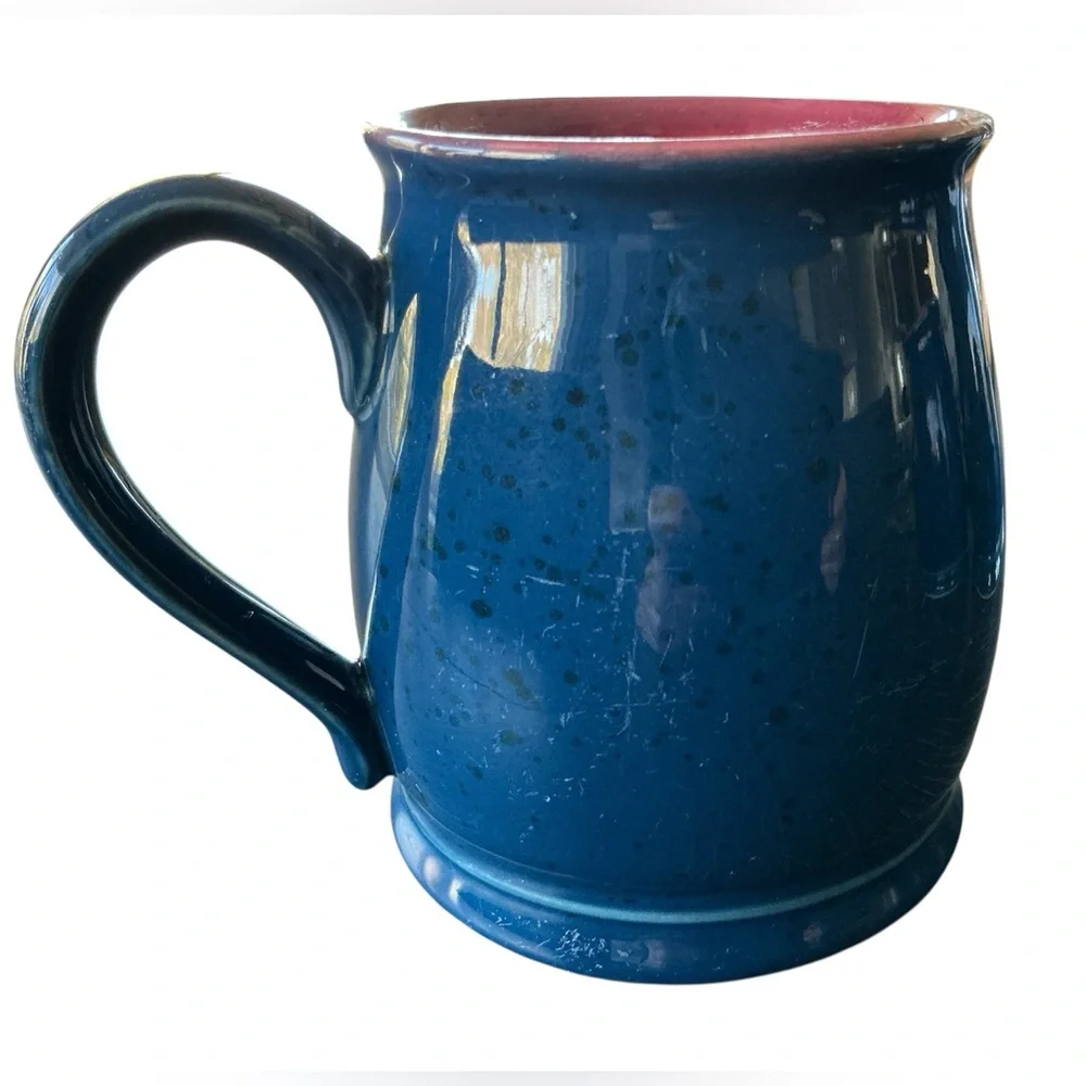 Vintage Colours By Alexander Julian Coffee Mugs Set of 3 Speckled Blue & Maroon